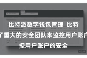 比特派数字钱包管理  比特派建立了重大的安全团队来监控用户账户的安全
